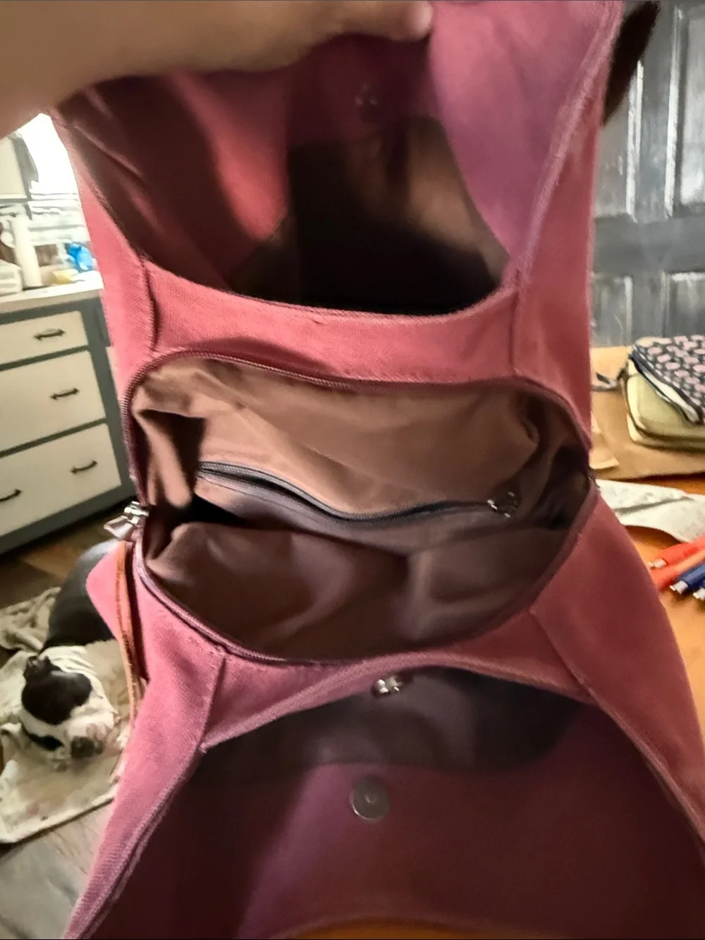 Womans Canvas Crossbody Bag in Burgundy